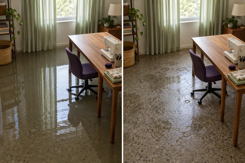 Water Extraction Near Julian Feild Park — matched before and after room with bulk water removed and dampness remaining