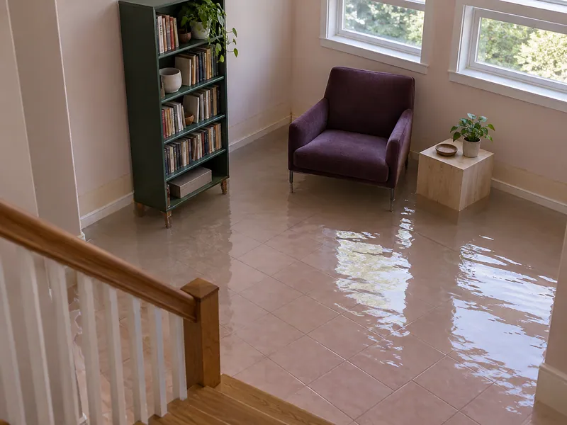 Water Extraction Near Clayton W. Chandler Park — deep pooled water and partially submerged furniture feet