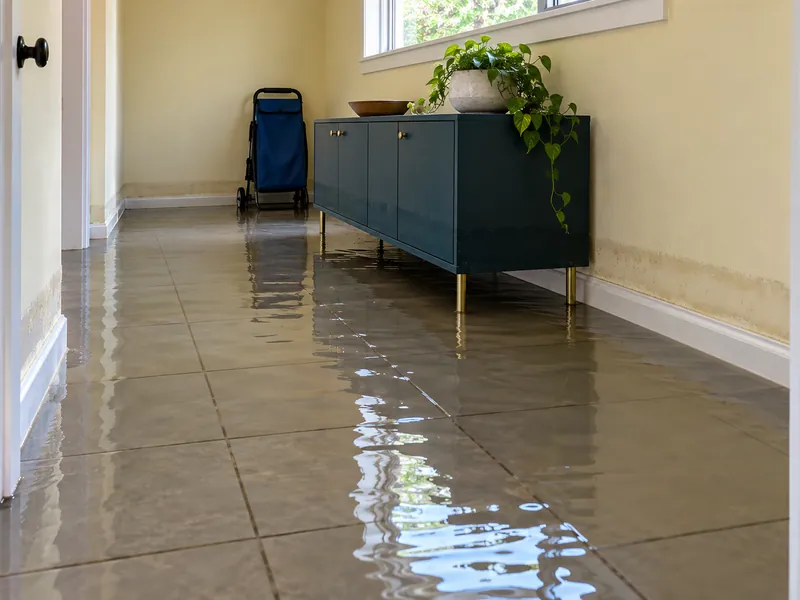 Water Extraction Near Katherine Rose Memorial Park — deep pooled water and partially submerged furniture feet